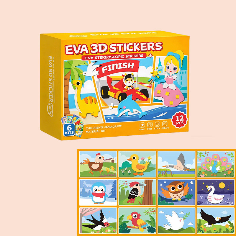 🐾 Kit di adesivi 3D in EVA per bambini