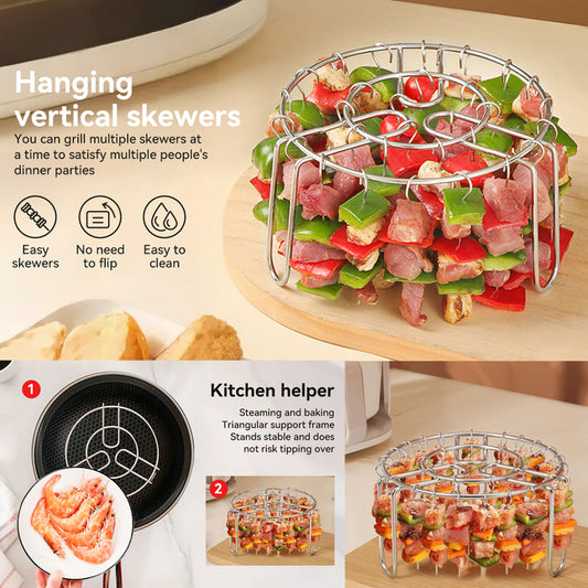 🍢 Griglia verticale per spiedini per friggitrice ad aria: spiedini succosi senza bisogno di maneggiarli! 🔥