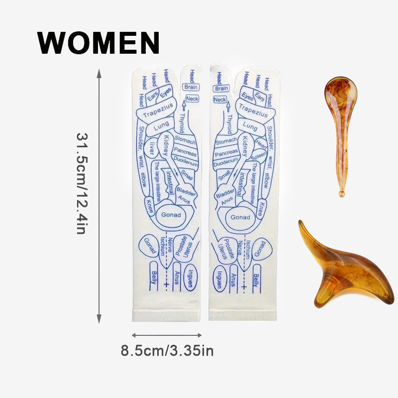🧦 Kit Calzini per Riflessologia Plantare — Con Mappa dei Punti & Accessori per Digitopressione! 🦶✨