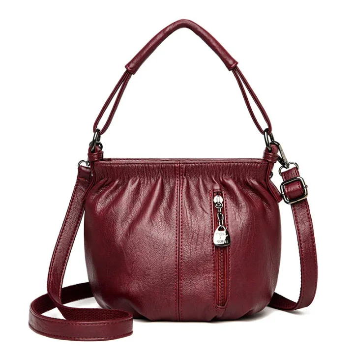 ⏳Offerta a tempo limitato⏰ Borsa a secchiello in pelle plissettata – Materiale morbido, tracolla regolabile e stile casual chic