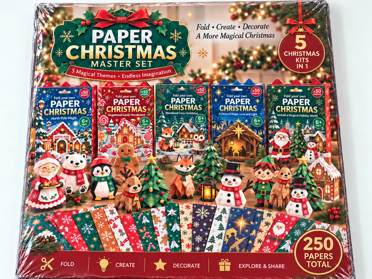 🎄Kit di lavoretti natalizi in carta – 250 fogli, 5 temi festosi per creare la magia di Natale in famiglia🌟