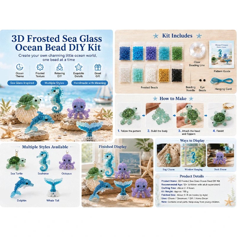 🐳 Kit fai da te per creare perline effetto vetro di mare satinato