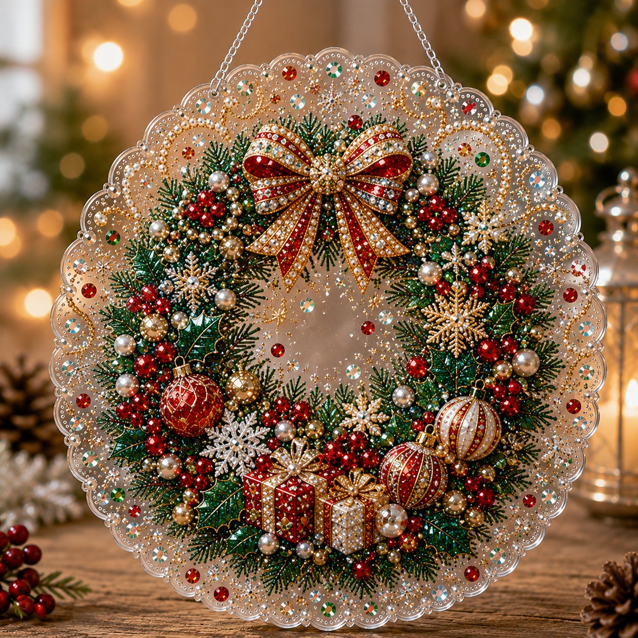 🎄 Kit per decorazione natalizia con perle e diamanti in acrilico | Pannello antigraffio e indelebile con perline | Decorazione natalizia fai da te 🎅💎