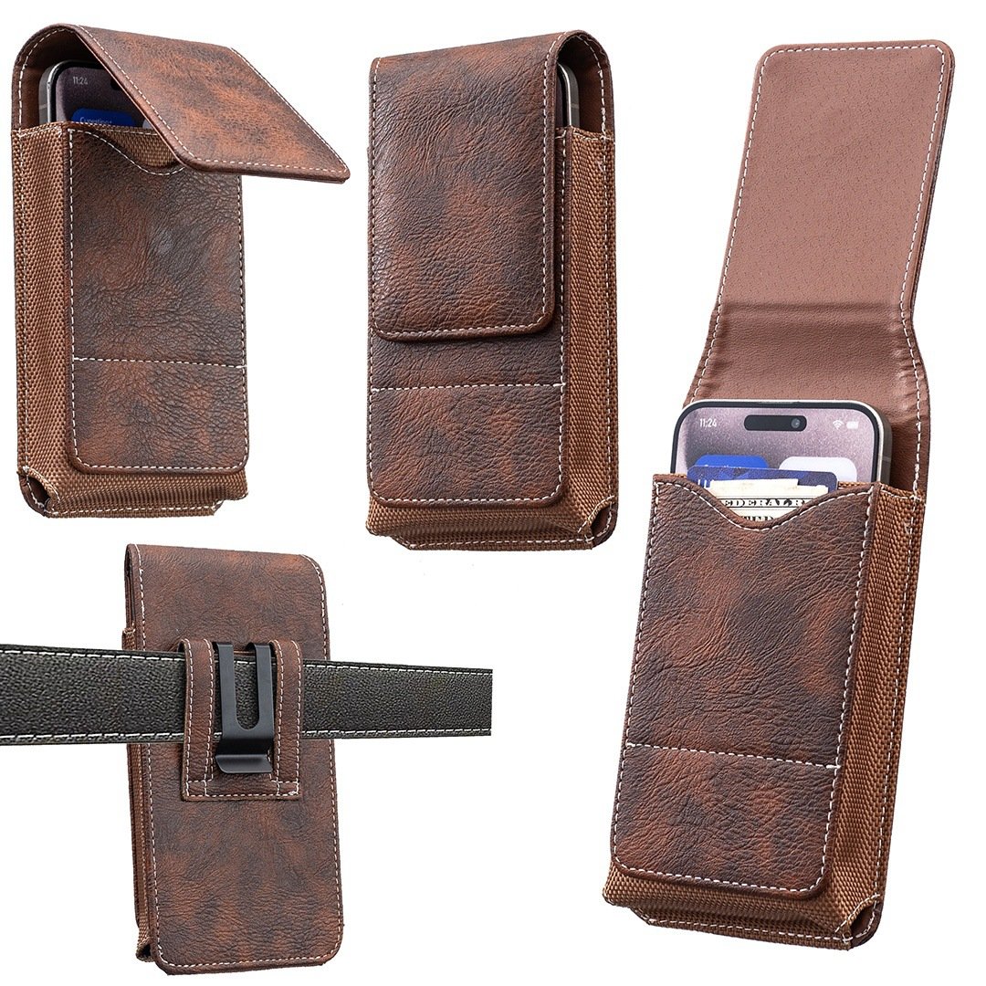 📱Custodia da cintura per cellulare ✨ Custodia in pelle multi-tasche con porta carte