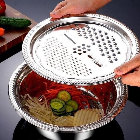 🥗Set 3 in 1 Ciotola Multiuso con Grattugia e Scolapasta ✨