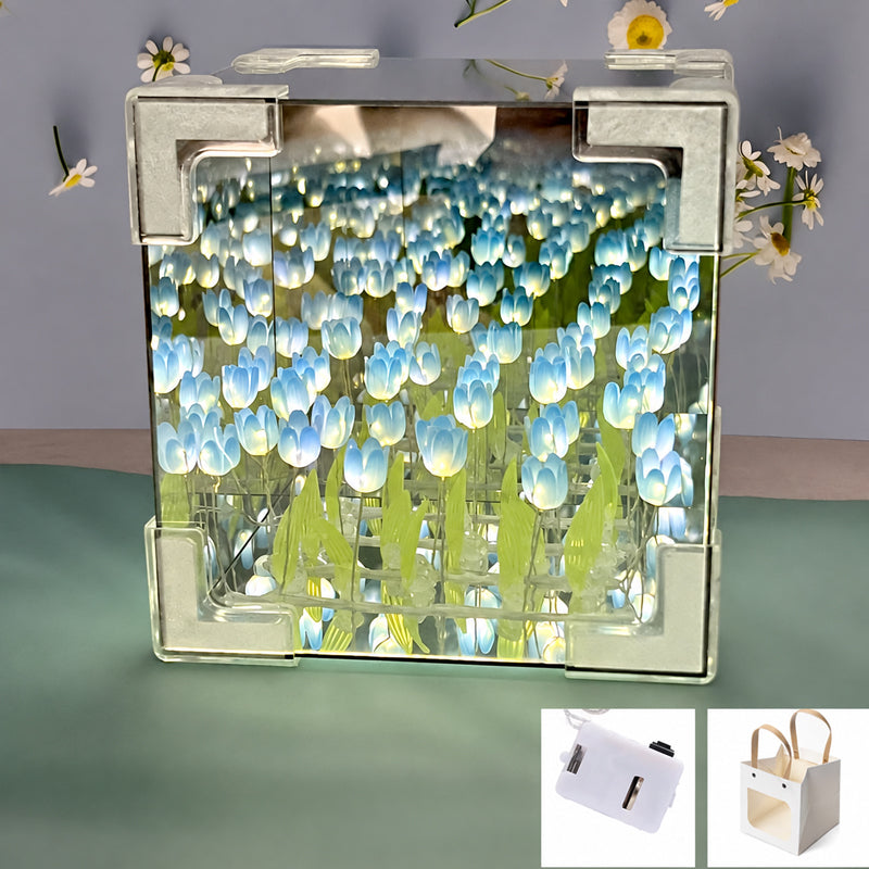 🌷✨ Lampada notturna cubo giardino di tulipani fai da te--un piccolo giardino luminoso per ogni angolo