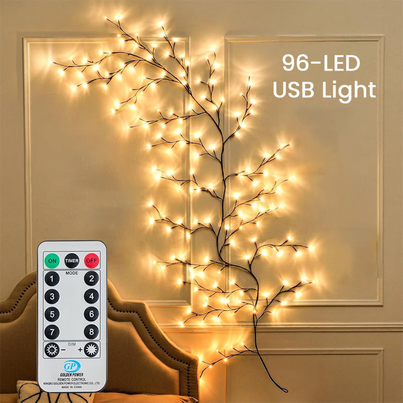 🎄✨ Ramo luminoso LED bianco caldo--trasforma una parete vuota in un angolo natalizio accogliente