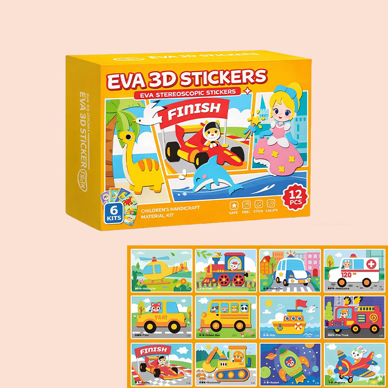 🐾 Kit di adesivi 3D in EVA per bambini