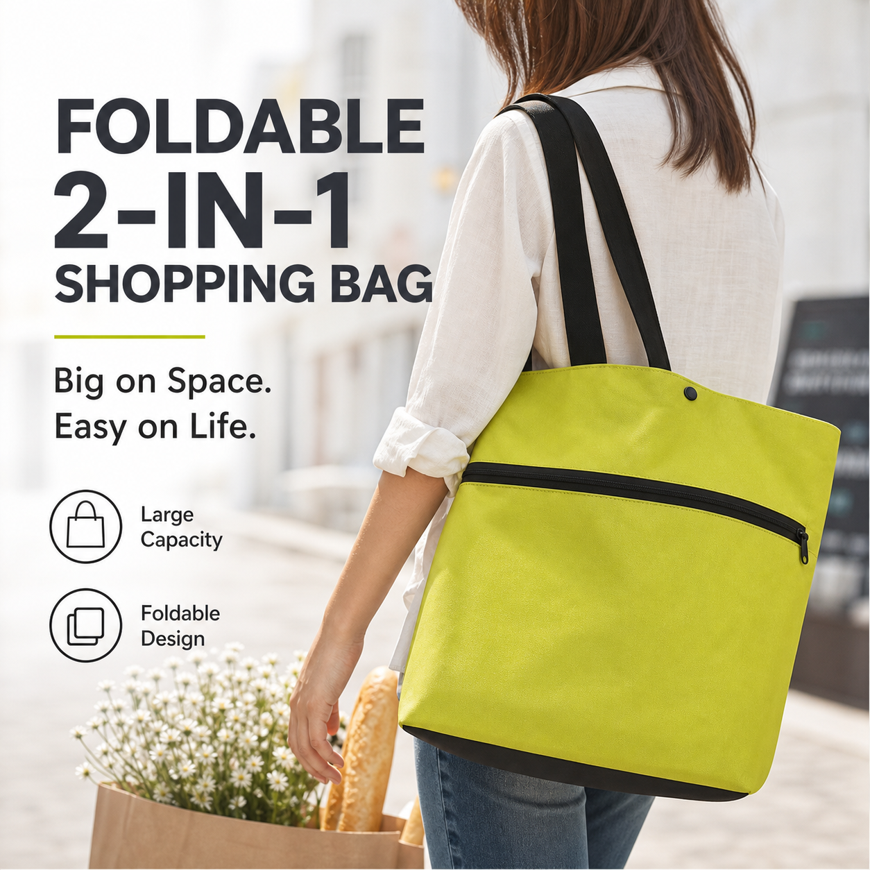 🔥Offerta imperdibile: sconto del 40%🧳Borsa per la spesa pieghevole 2 in 1🛒