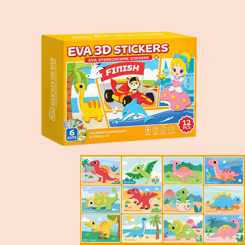 🐾 Kit di adesivi 3D in EVA per bambini