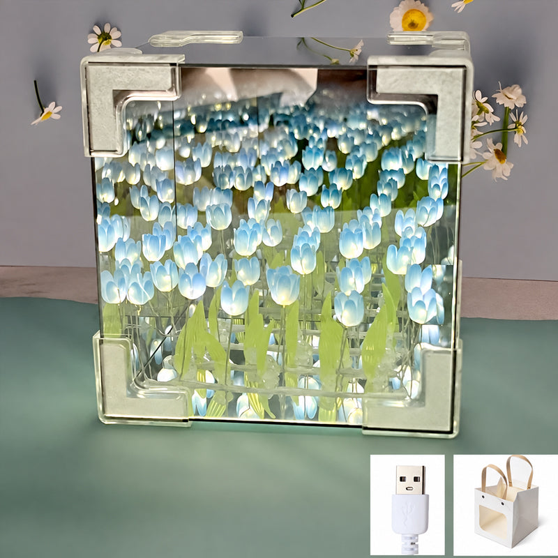 🌷✨ Lampada notturna cubo giardino di tulipani fai da te--un piccolo giardino luminoso per ogni angolo