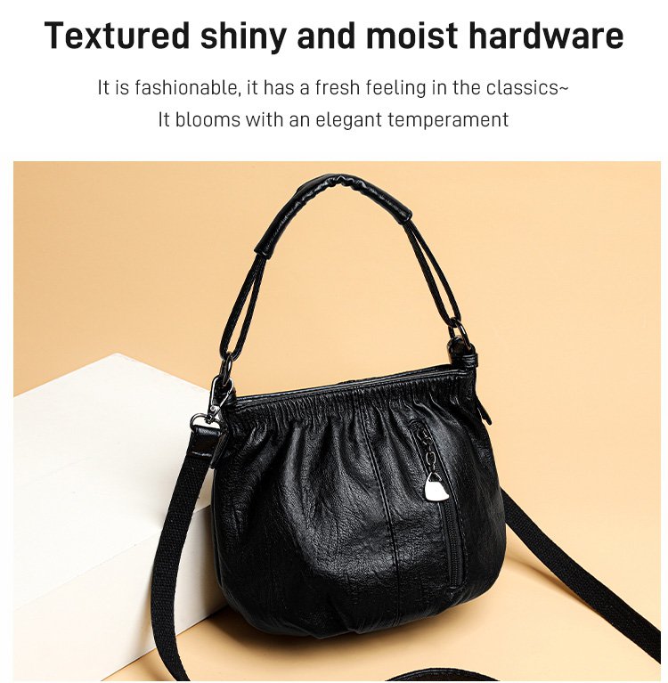 ⏳Offerta a tempo limitato⏰ Borsa a secchiello in pelle plissettata – Materiale morbido, tracolla regolabile e stile casual chic