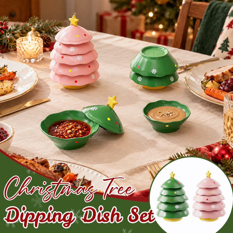 🎄 Set di ciotole per salse a forma di albero di Natale – 5 scomparti separati, bello e pratico