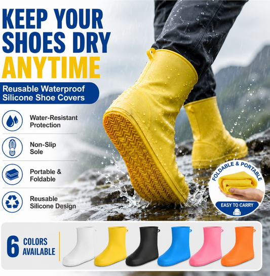 👟💧 Copriscarpe impermeabili rinforzati--resta asciutto e sicuro su strade bagnate e fangose