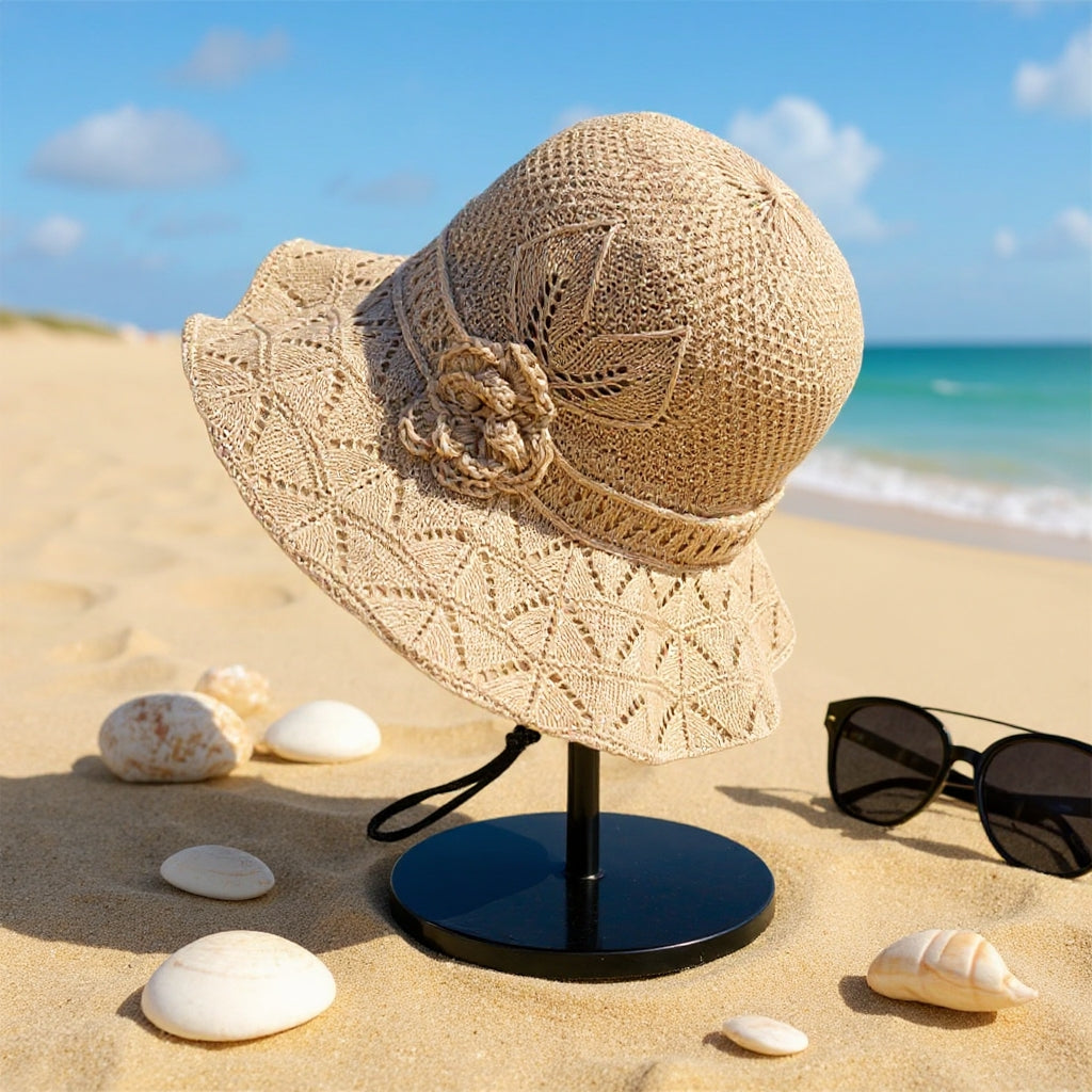 ✨Un connubio di stile e traspirabilità--🌸Cappello da pescatore traforato con motivi floreali
