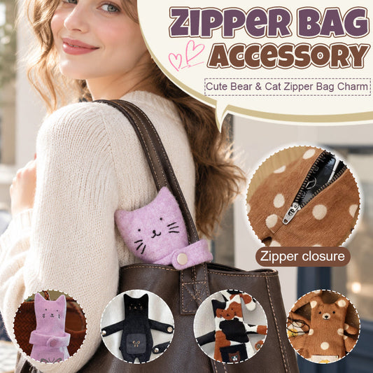 🧸🐱 Ciondolo per borsa a forma di orsetto e gatto con zip--decorativo e pratico per ogni giorno