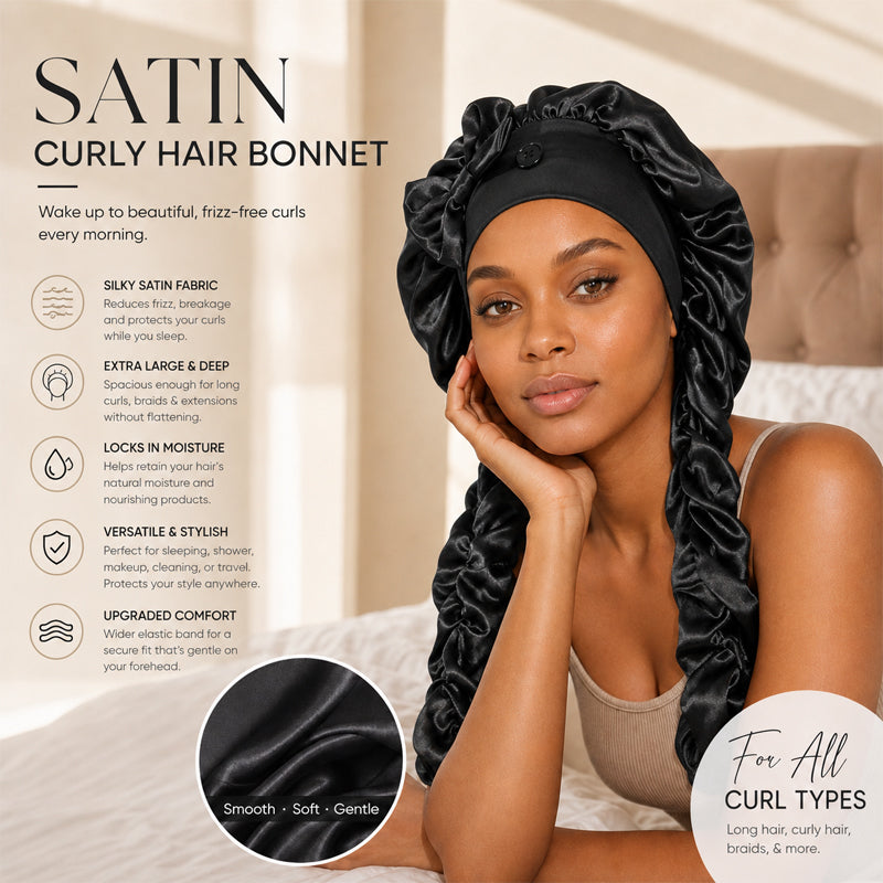 ✨Cuffia da notte antiscivolo con fiocco per capelli lunghi in seta：❤️ideale per dormire tutta la notte.