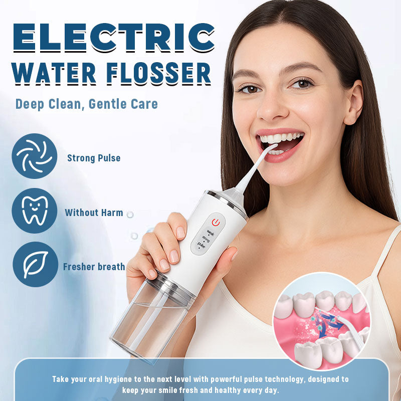 💦 Powerful water spray anytime, anywhere—a portable water flosser that easily fits in your backpack! 🎒🚗