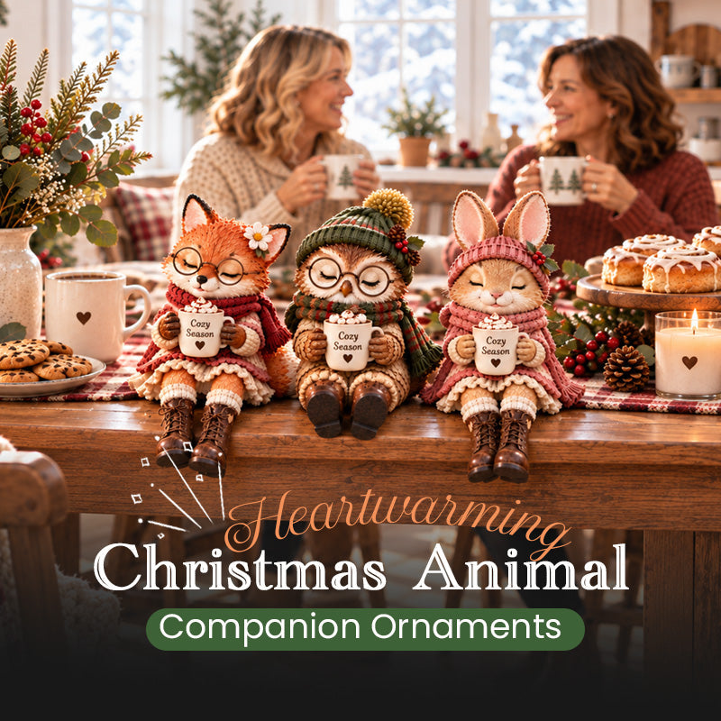 🦊🦉🐰 Statuine Compagni Animali Natalizi--dolci personaggi invernali con tazza calda