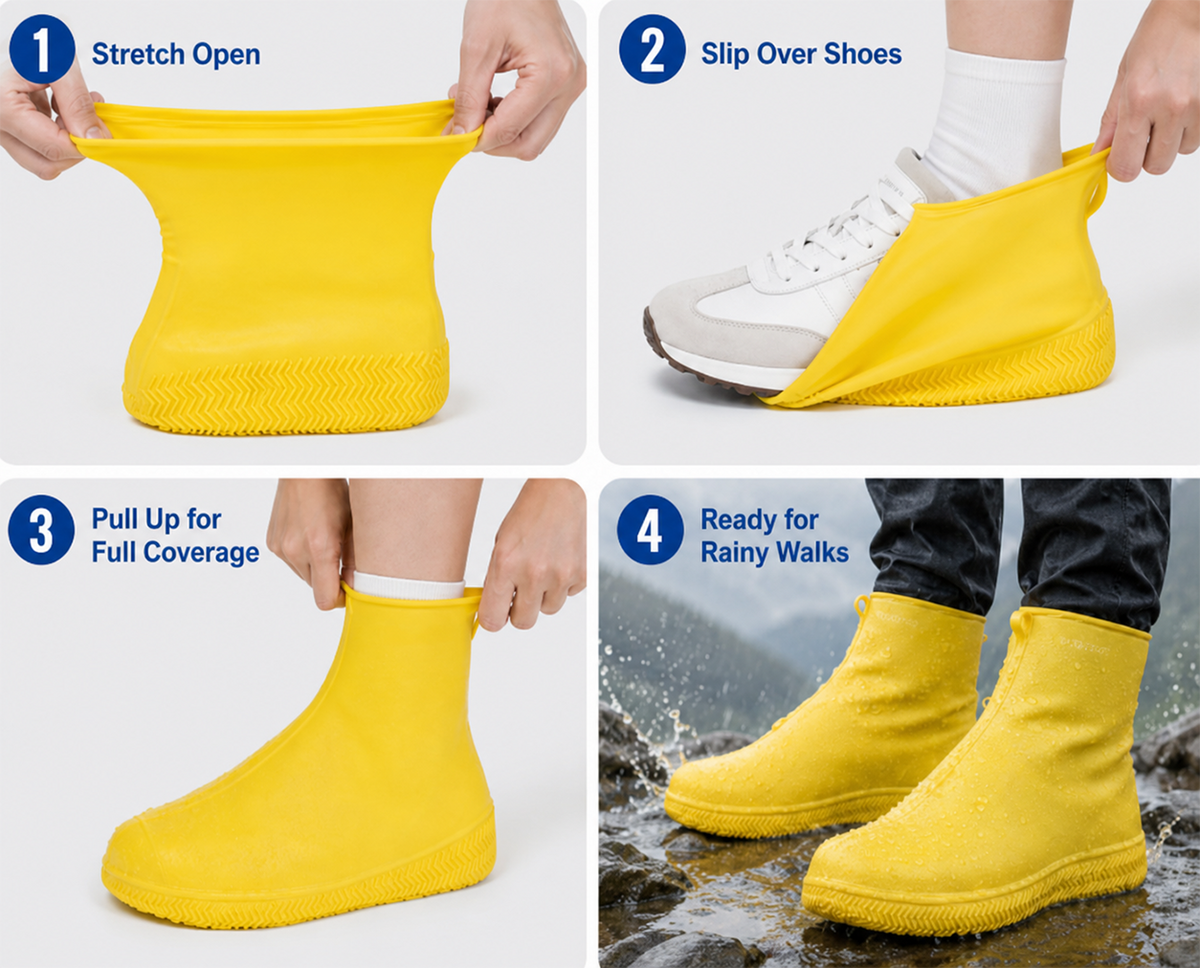 👟💧 Copriscarpe impermeabili rinforzati--resta asciutto e sicuro su strade bagnate e fangose