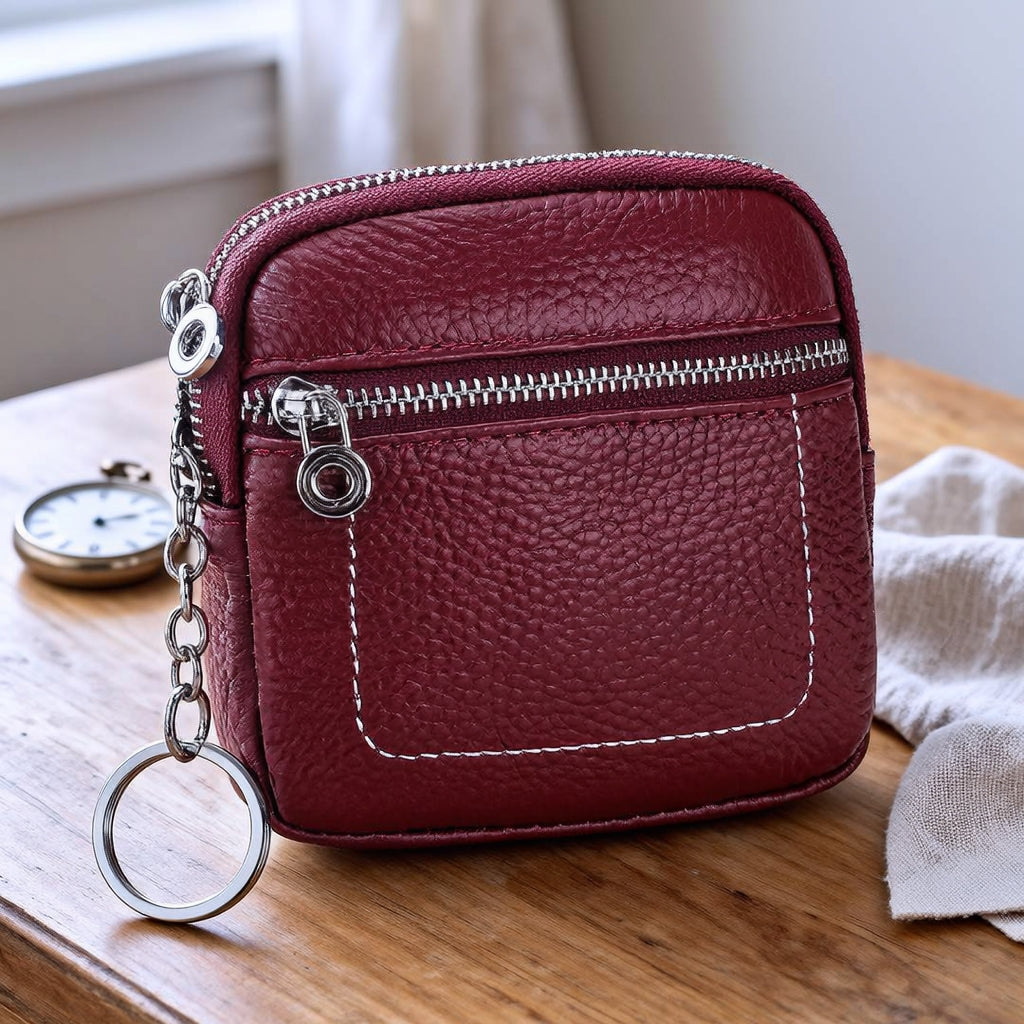 🌟Eleganza in tasca--Mini portafoglio quadrato in pelle con porta carte e portamonete