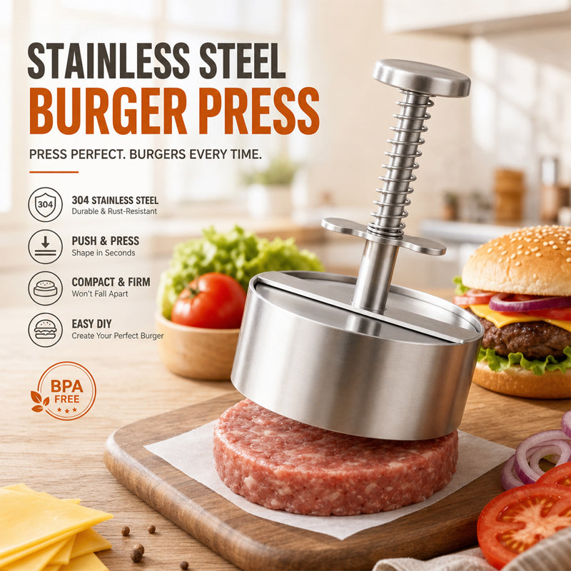 🍔Pressa per hamburger in acciaio inox | Prepara facilmente hamburger perfettamente uniformi