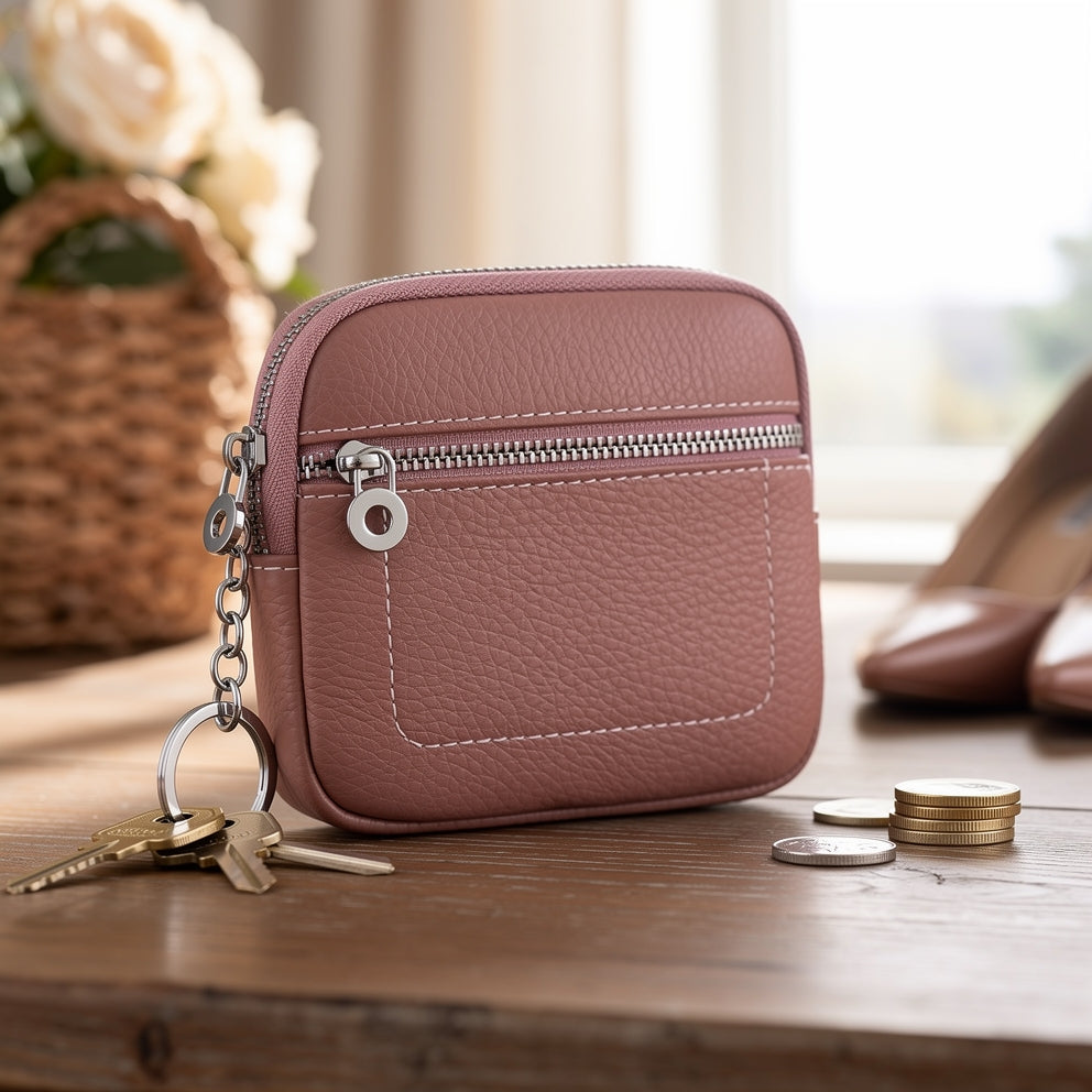 🌟Eleganza in tasca--Mini portafoglio quadrato in pelle con porta carte e portamonete