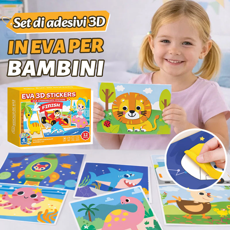🐾 Kit di adesivi 3D in EVA per bambini
