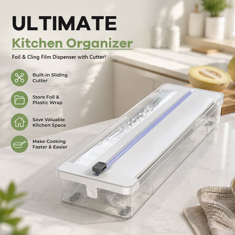 ✂️Dispenser Pellicola e Alluminio con Taglierina – Per una Cucina Sempre Ordinata! 🍳✨
