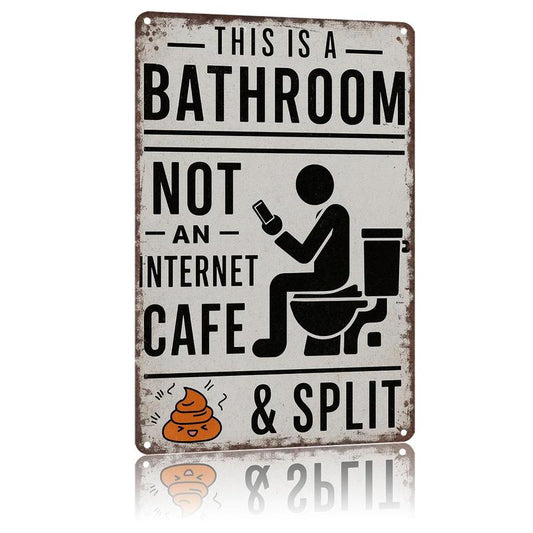 "Questo è un bagno, non un internet café" – Divertente cartello da parete in metallo vintag