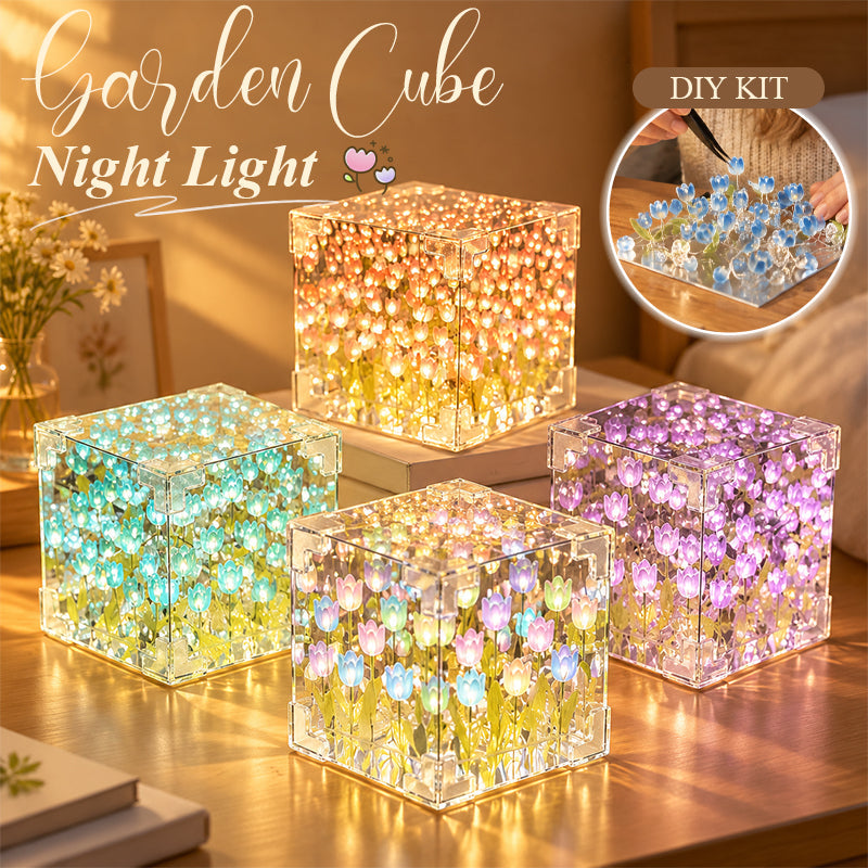 🌷✨ Lampada notturna cubo giardino di tulipani fai da te--un piccolo giardino luminoso per ogni angolo