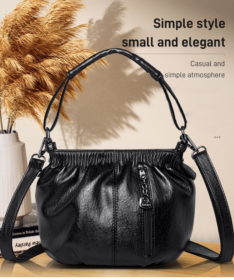 ⏳Offerta a tempo limitato⏰ Borsa a secchiello in pelle plissettata – Materiale morbido, tracolla regolabile e stile casual chic