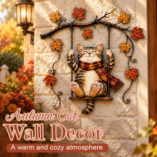 🍂🐱 Decorazione murale autunnale con gatti — porta calore e simpatia sulle tue pareti