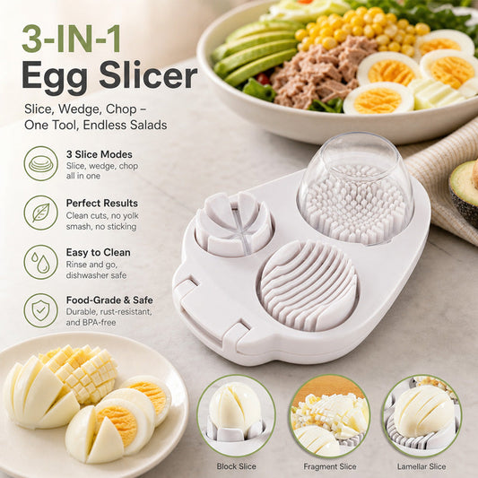 🥚 Affetta e taglia uova multifunzione 3 in 1 - Perfetto per insalate e guarnizioni 🔪