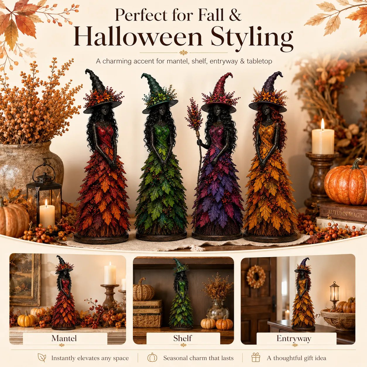 💥ULTIMO GIORNO SCONTO DEL 49% - 🧙 Statuetta Strega Autunno Incantato (📦Acquista 3, spedizione gratuita)