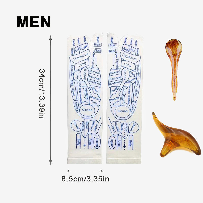 🧦 Kit Calzini per Riflessologia Plantare — Con Mappa dei Punti & Accessori per Digitopressione! 🦶✨