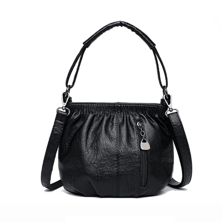 ⏳Offerta a tempo limitato⏰ Borsa a secchiello in pelle plissettata – Materiale morbido, tracolla regolabile e stile casual chic