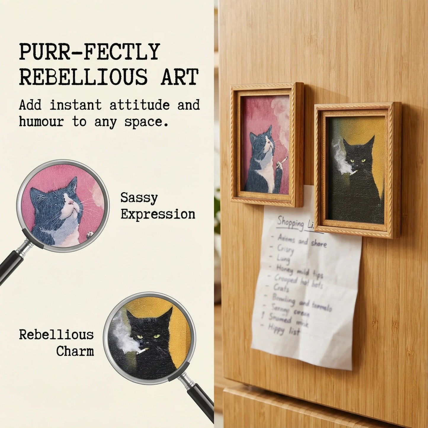 🌹 Calamite da frigo a forma di gatto - Decorazioni con cornice a forma di gatto per la casa e l'ufficio 🐱✨