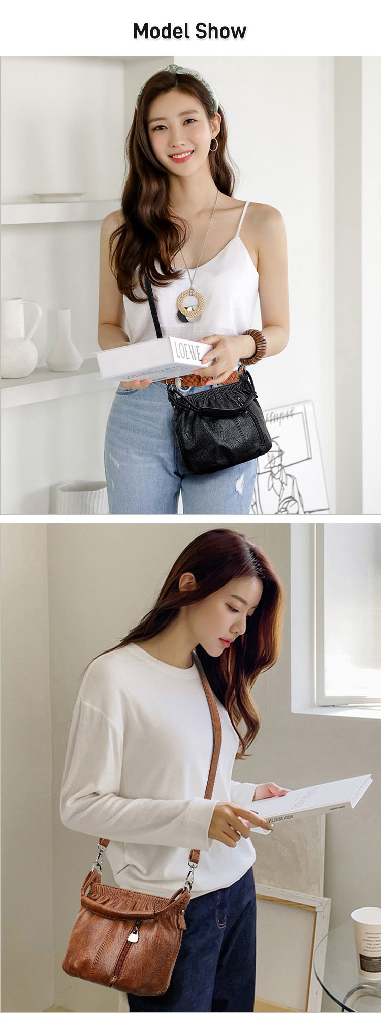 ⏳Offerta a tempo limitato⏰ Borsa a secchiello in pelle plissettata – Materiale morbido, tracolla regolabile e stile casual chic