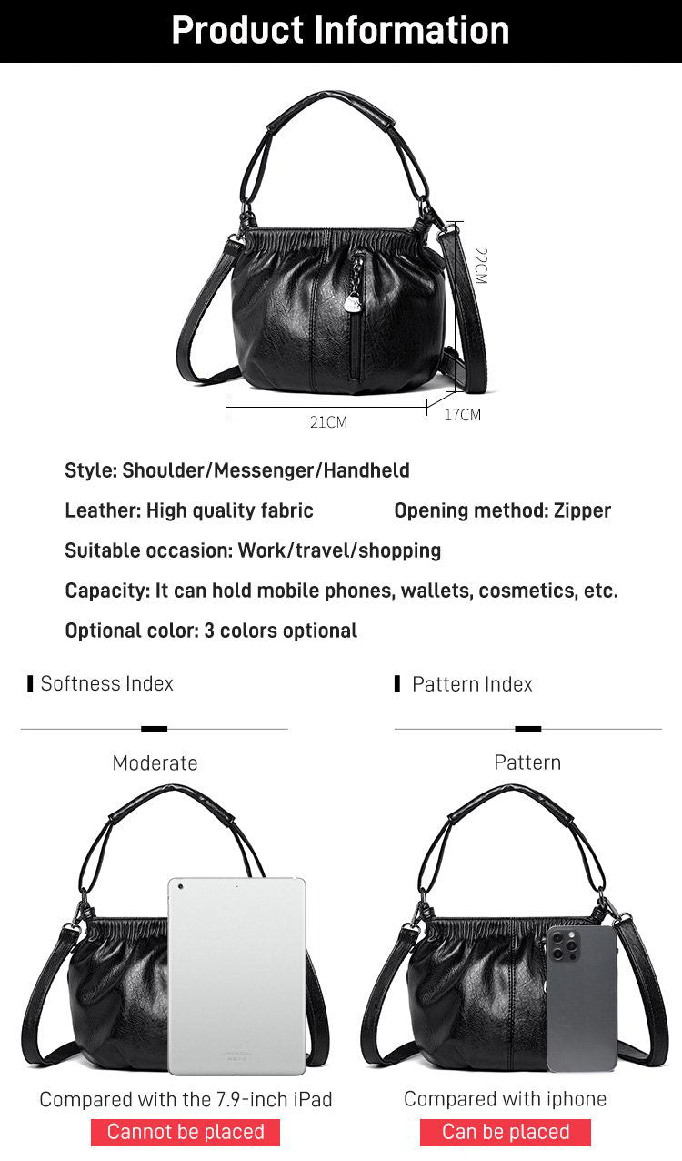⏳Offerta a tempo limitato⏰ Borsa a secchiello in pelle plissettata – Materiale morbido, tracolla regolabile e stile casual chic
