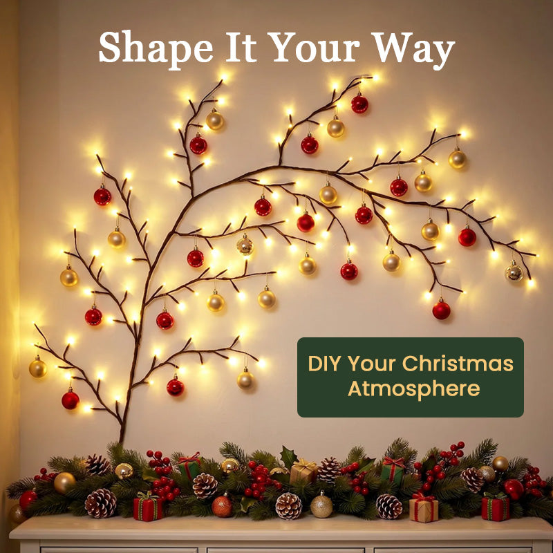 🎄✨ Ramo luminoso LED bianco caldo--trasforma una parete vuota in un angolo natalizio accogliente