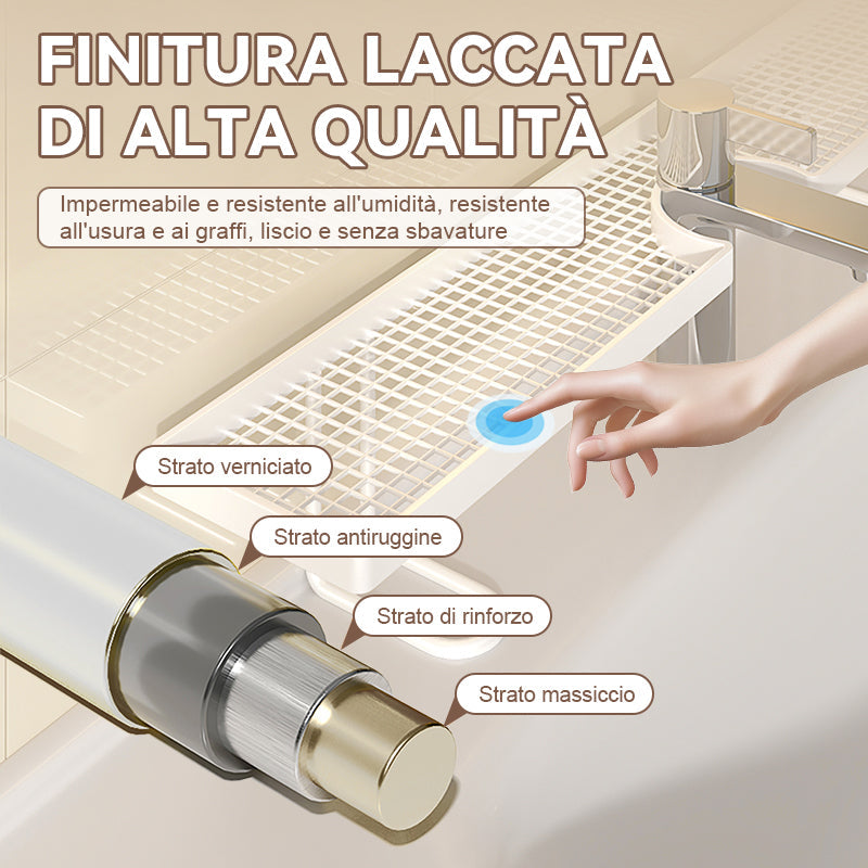 🚿Ordine ed eleganza sul tuo lavandino✨Contenitore multifunzionale in metallo per il bagno