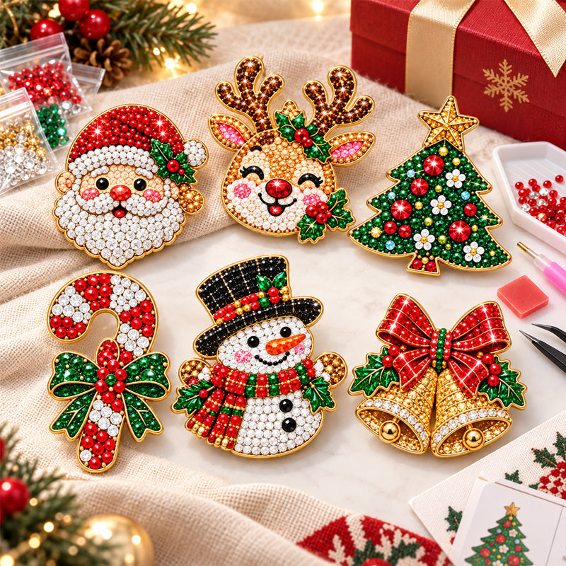 💫🎄 Kit fai da te per spilla natalizia in diamond painting--crea la tua spilla scintillante