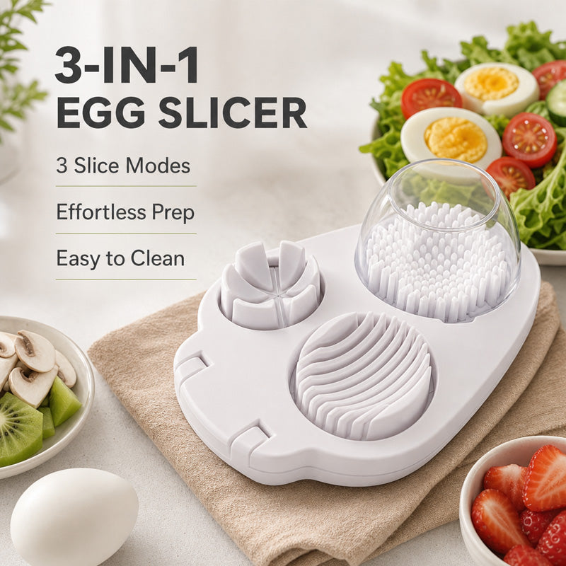 🥚 Affetta e taglia uova multifunzione 3 in 1 - Perfetto per insalate e guarnizioni 🔪