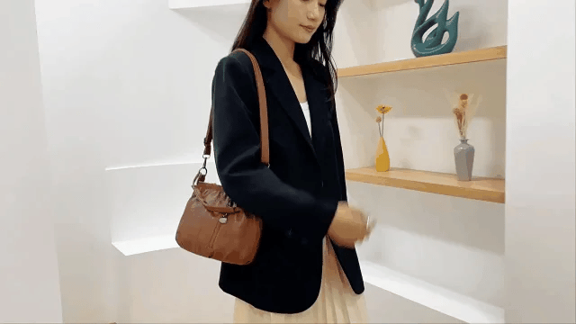 ⏳Offerta a tempo limitato⏰ Borsa a secchiello in pelle plissettata – Materiale morbido, tracolla regolabile e stile casual chic