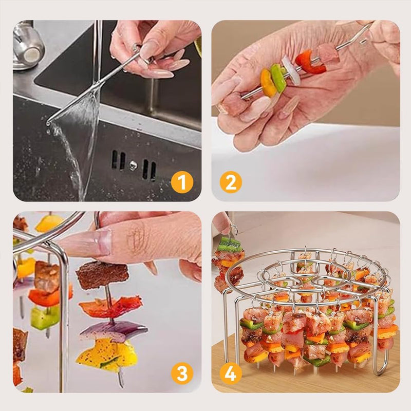 🍢 Griglia verticale per spiedini per friggitrice ad aria: spiedini succosi senza bisogno di maneggiarli! 🔥