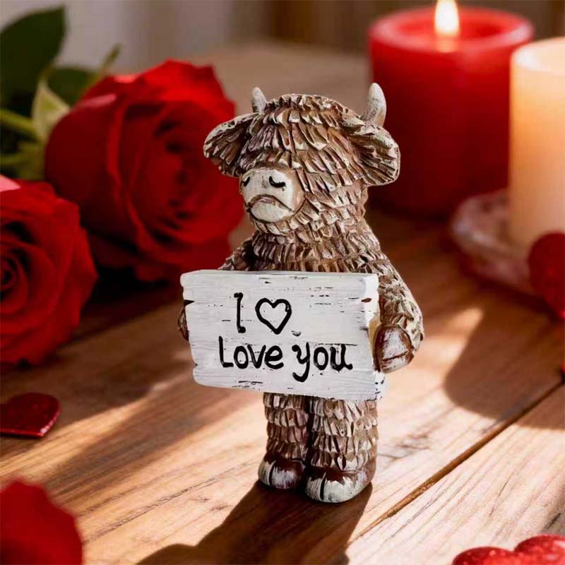 ❤️L'amore può essere espresso ad alta voce | ✨Scultura in resina "Ti amo" di Highland Bul