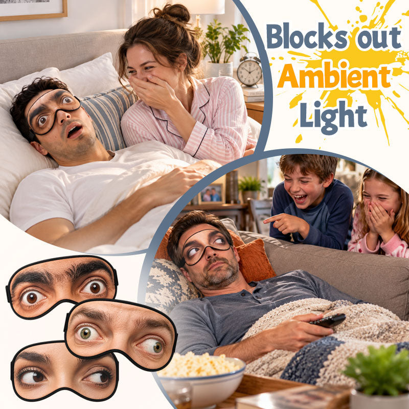 😴 Mascherina per dormire Divertente con Occhi Aperti – Blocca la luce e crea un effetto comico assicurato