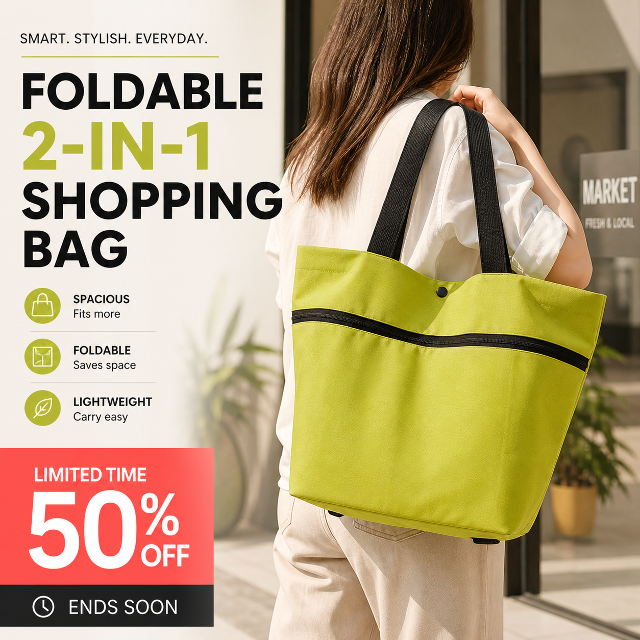 🔥Offerta imperdibile: sconto del 40%🧳Borsa per la spesa pieghevole 2 in 1🛒