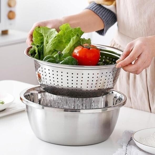 🥗Set 3 in 1 Ciotola Multiuso con Grattugia e Scolapasta ✨